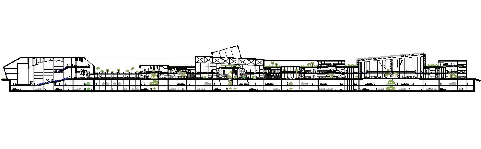 IT building with car parking elevation and section details,Download the AutoCAD 2D DWG file.