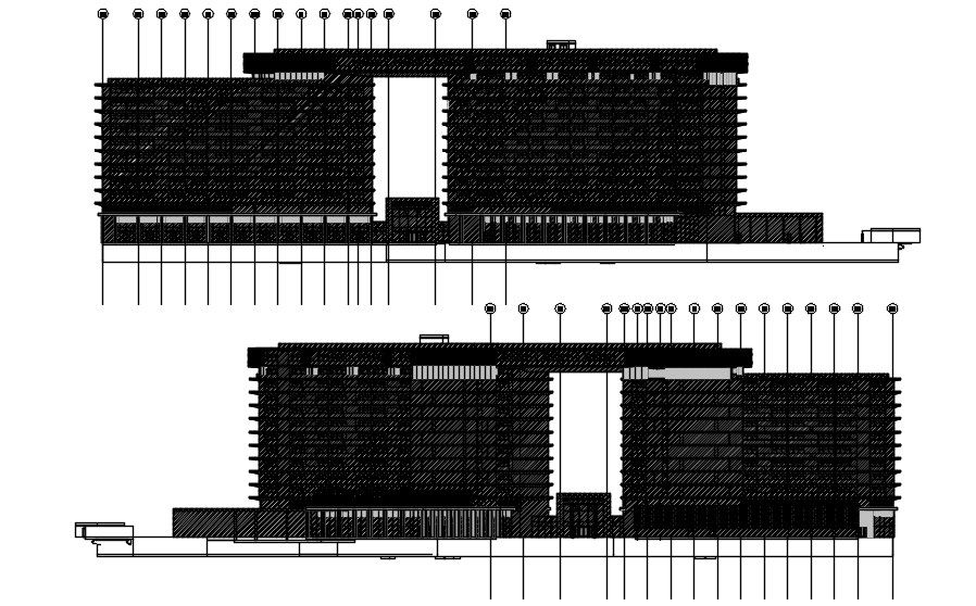 IT office building typical section and side elevation details are given in this AutoCAD DWG drawing.Download the AutoCAD 2D DWG file.
