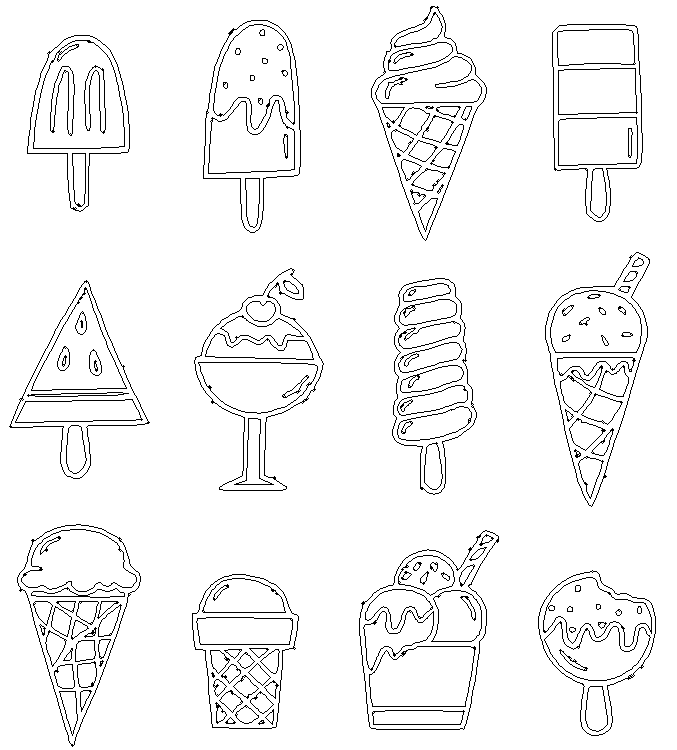 Ice cream doodle art design DWG AutoCAD drawing
