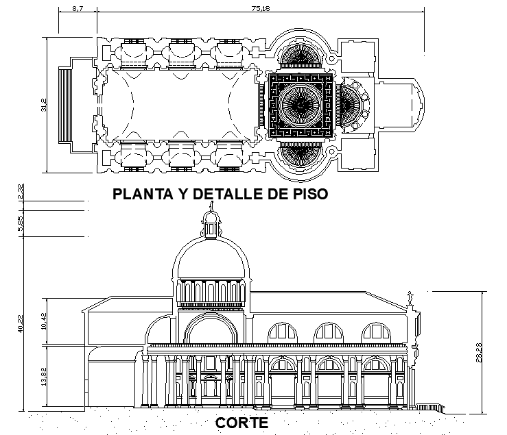 Redentore Plan & Section DWG for AutoCAD Design