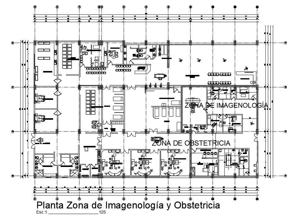 Imaging and obstetrics area plant provided in this AutoCAD drawing file | Download 2d AutoCAD drawing file.