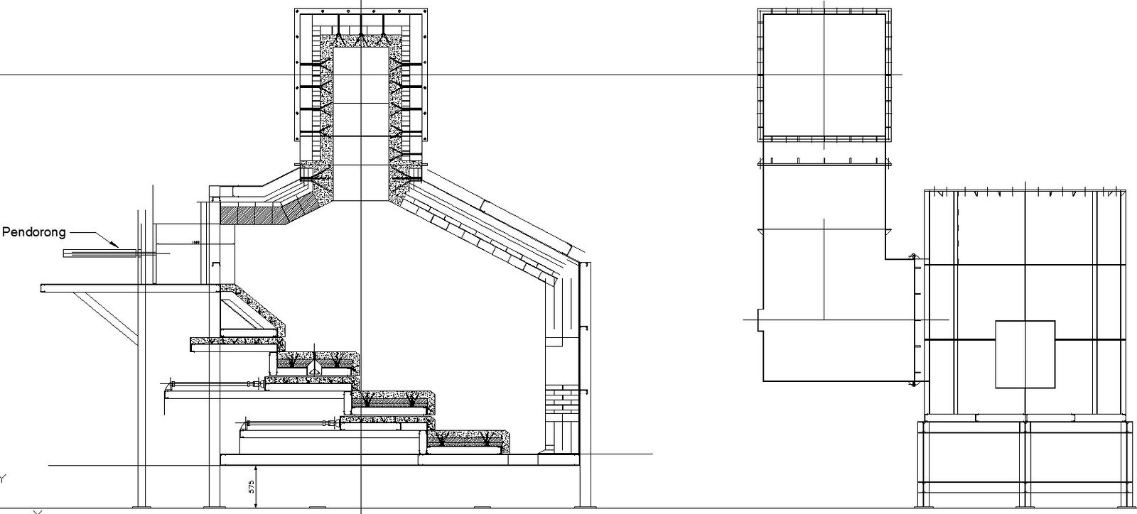 Incinerator section details autocad files, dwg format , cad drawing