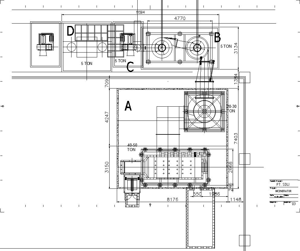 Incinerator top view details autocad files, dwg format , cad drawing