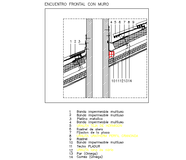 Inclined roof detail