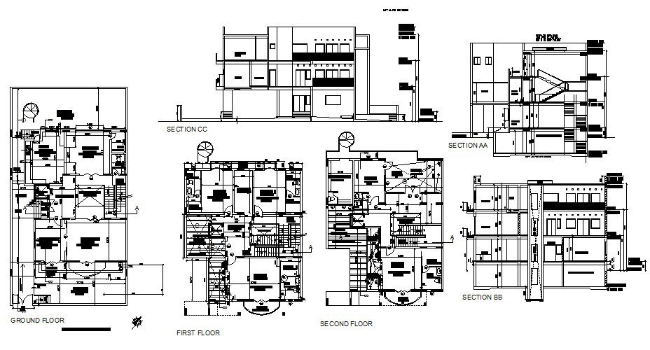 Independent resident house detailed architecture project dwg file