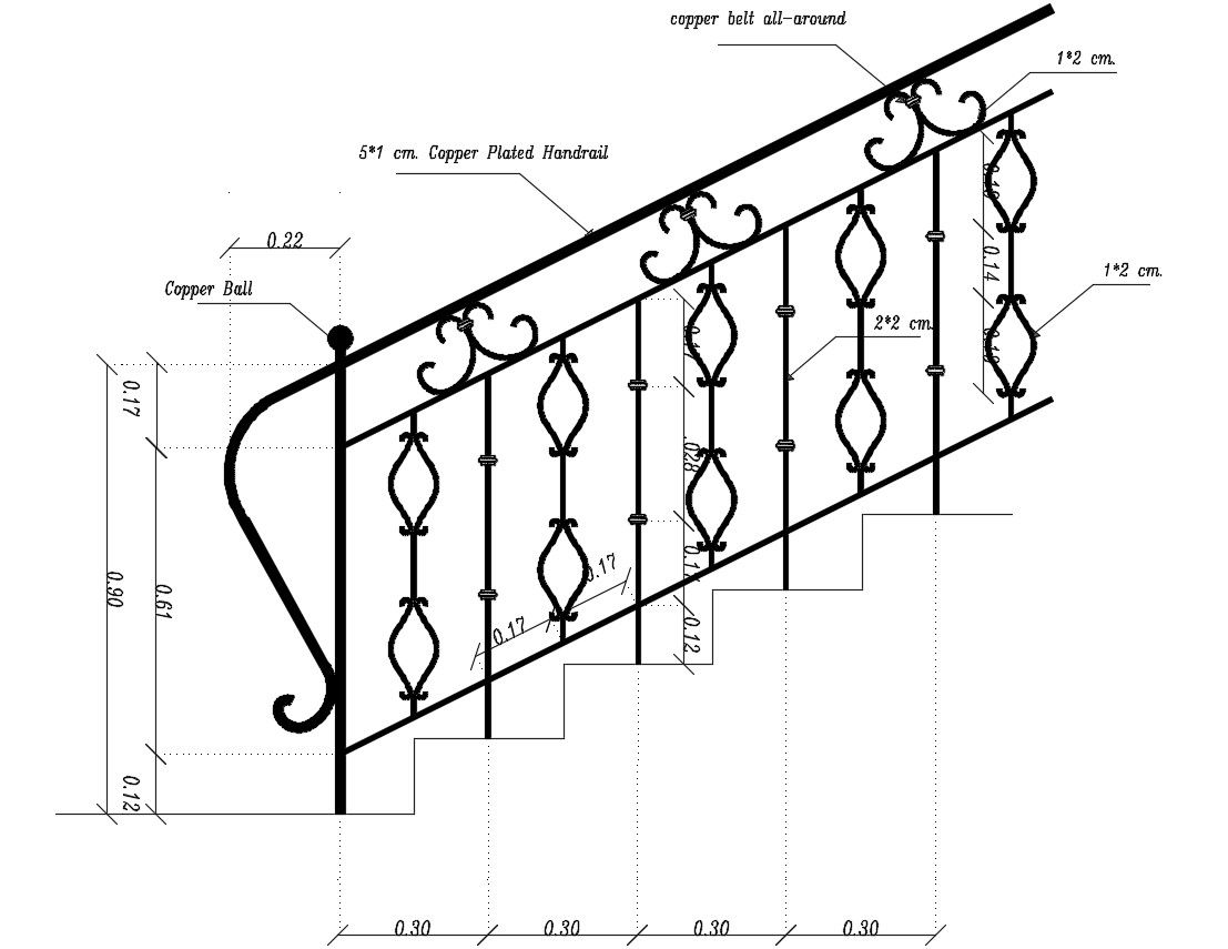 Indoor Stair Railings AutoCAD File