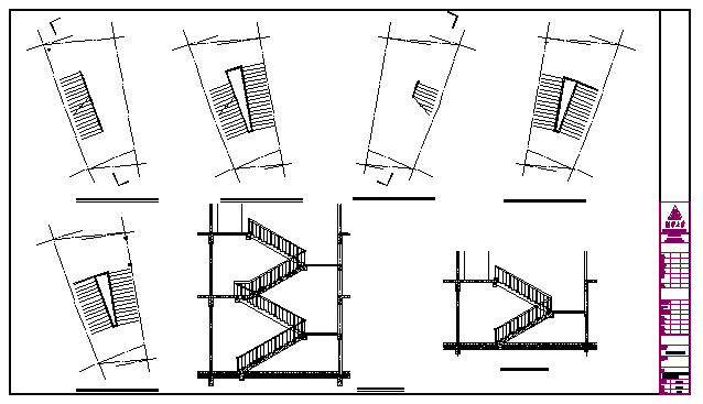 Indoor staircase details design drawing