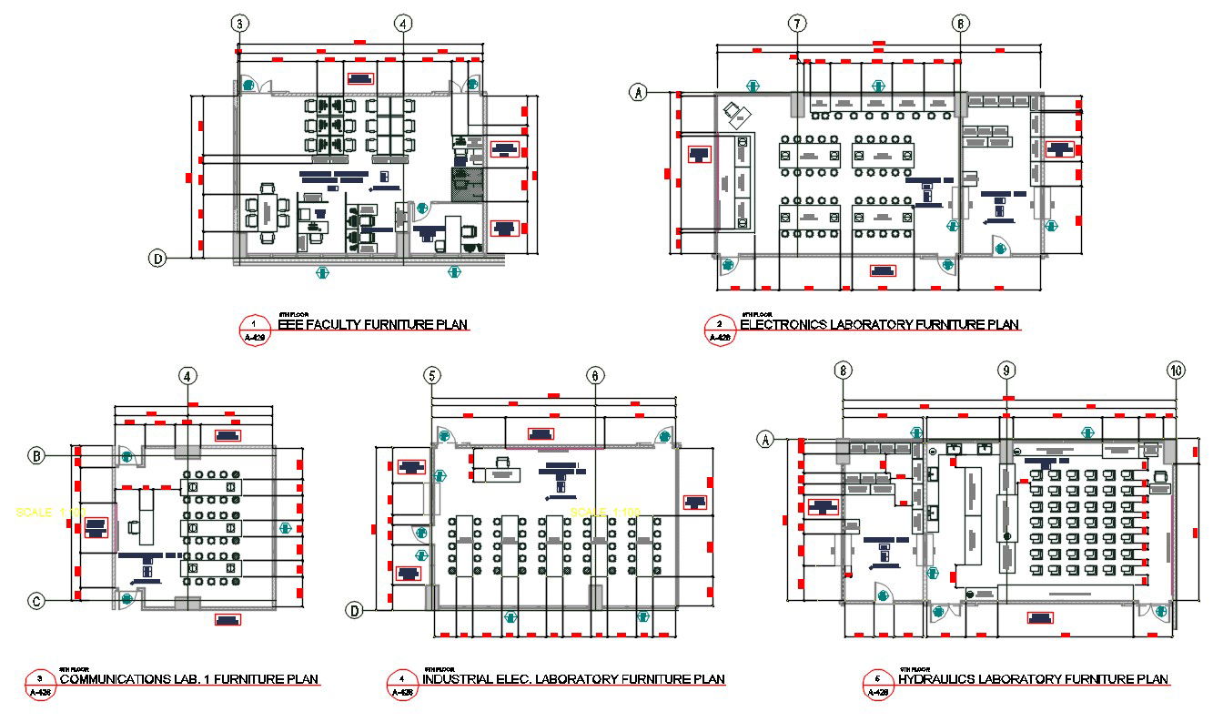 Industrial Electronics Laboratory Furniture Plan DWG File