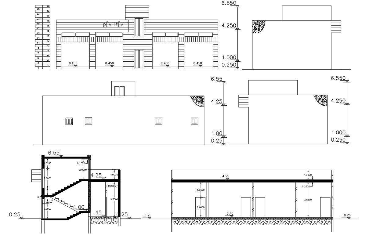 Industrial Factory Elevations And Sections AutoCAD File