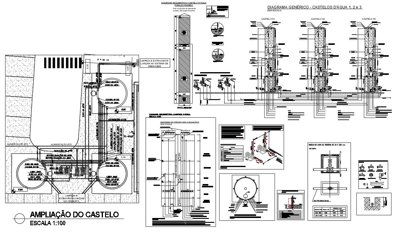 Industrial Water Distribution Tank and Units Design Layout AutoCAD Drawing Download