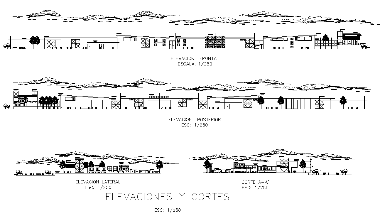 Industrial building detail elevation and section layout file