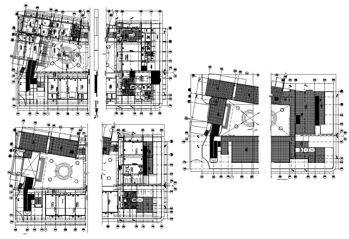 Industrial building structure detail 2d view layout plan