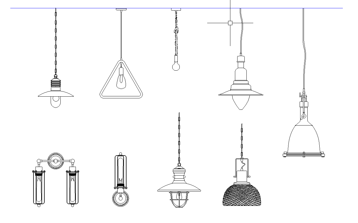Industrial loft lights plan detail dwg.