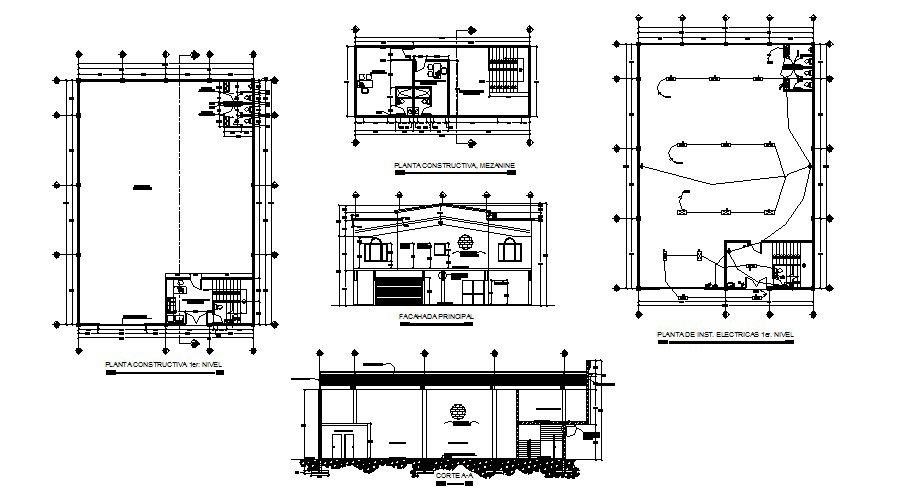 Industrial nave office sanitary installation and auto-cad details dwg file