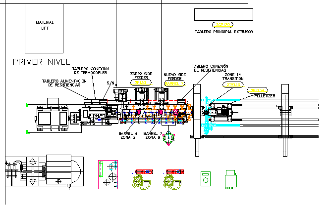 Industrial plan machinery electric installation details dwg file