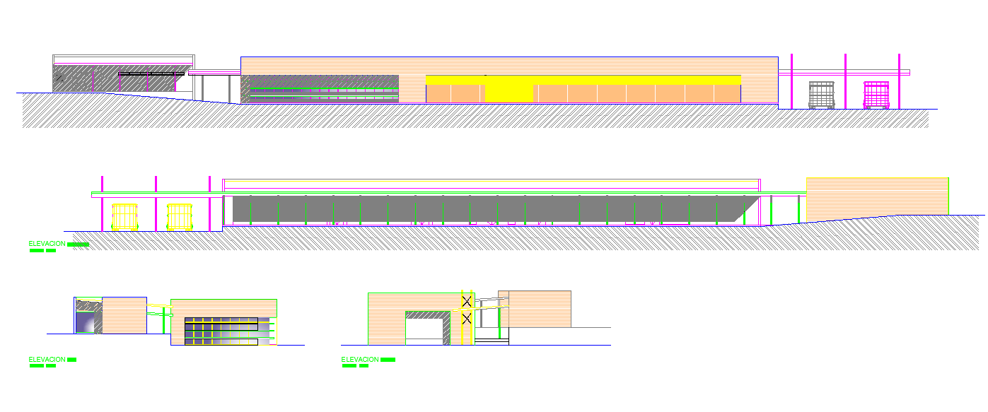Industrial plant detail elevation 2d view layout file
