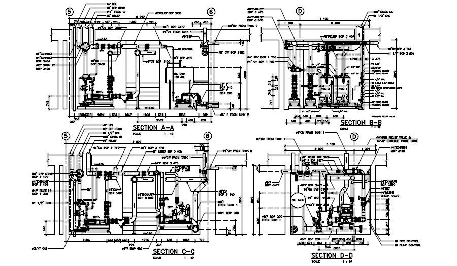 Industrial Boiler Plant Section Drawing DWG File
