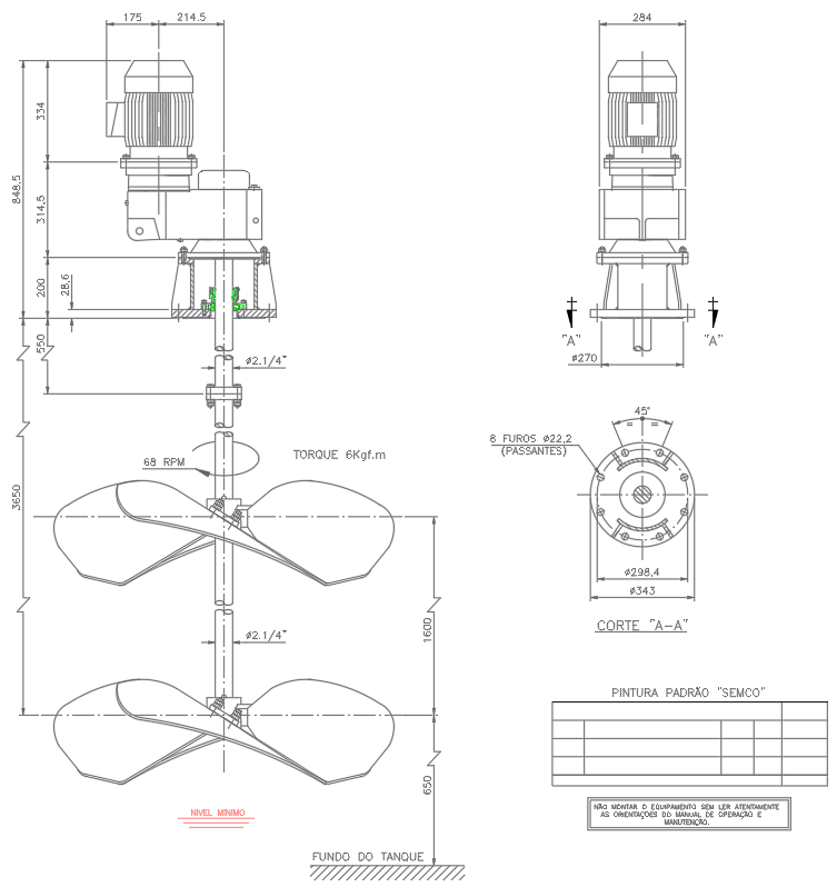 Industrial Machine Specifications and Dimensions in DWG File