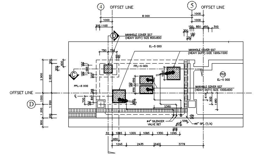 Industrial Plant Drainage Water Manhole Cover Drawing DWG File