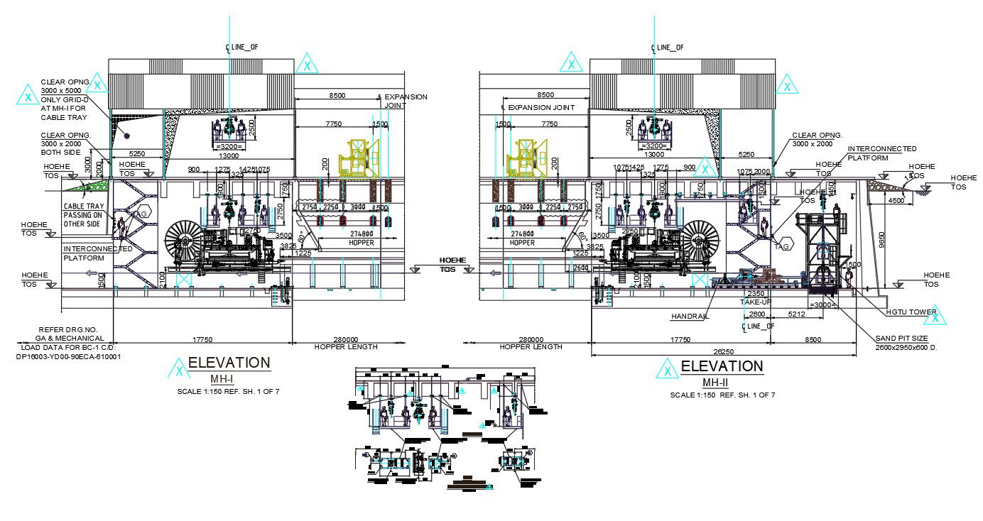 Industrial Plant With Machinery Elevation design DWG File