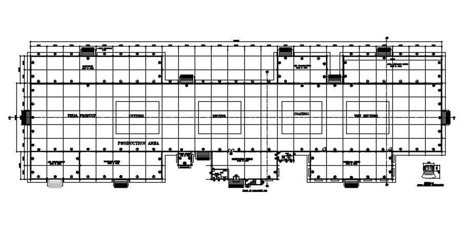 Industrial main plant and processor plant AutoCAD layout. Download the DWG file.