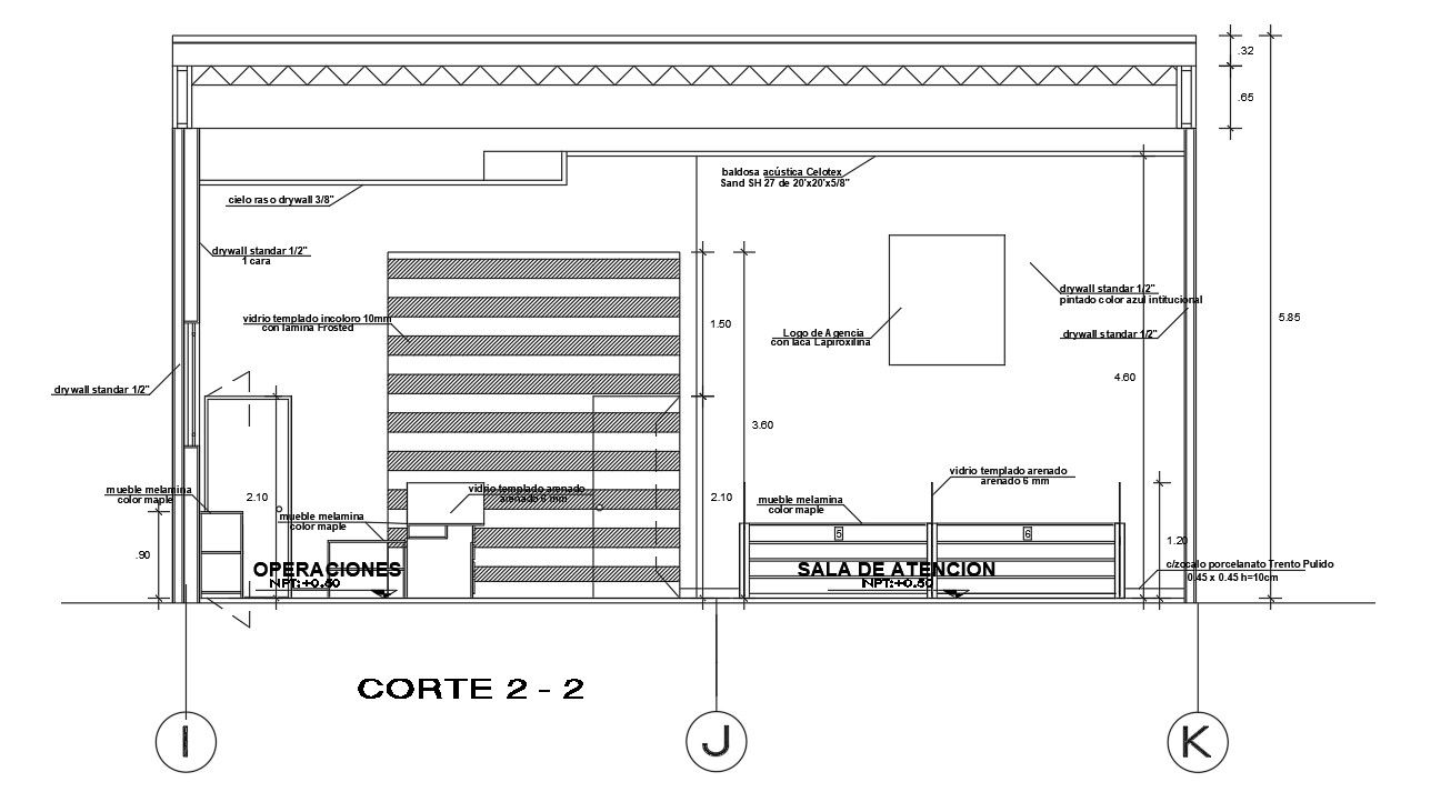 Industrial plant office elevation drawing specified in this AutoCAD file | Download 2d AutoCAD drawing file.