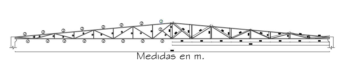 Industrial plant roof section drawing specified in this AutoCAD file. Download this 2d AutoCAD drawing file.