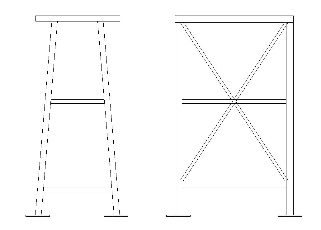 Industrial table design in detail AutoCAD 2D drawing, CAD file, dwg file