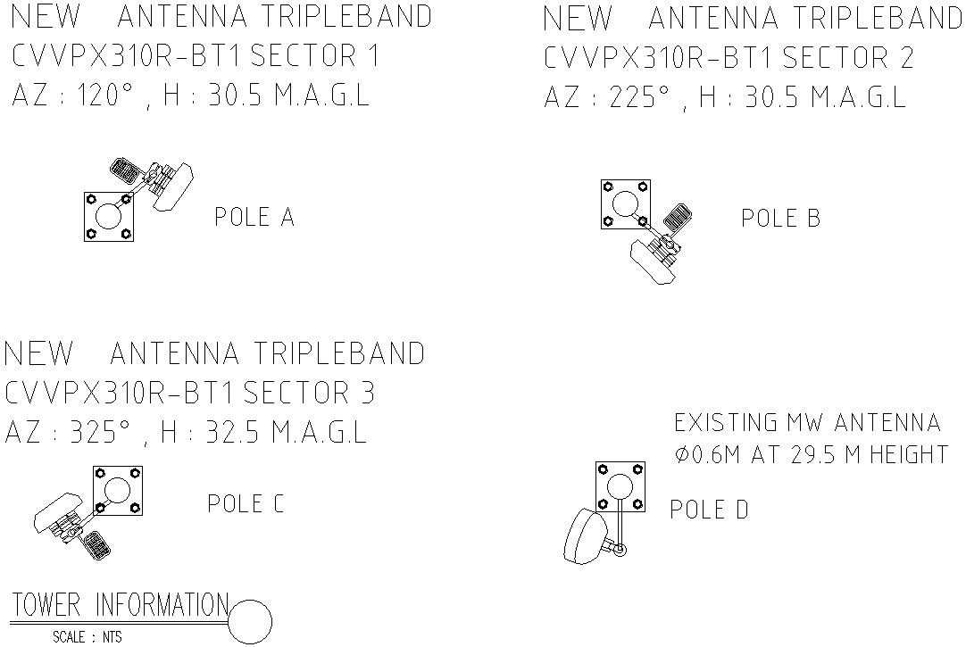 Information of tower in detail AutoCAD drawing