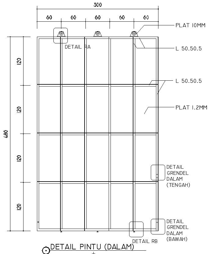 Inner door details in AutoCAD 2D drawing, CAD file, dwg file
