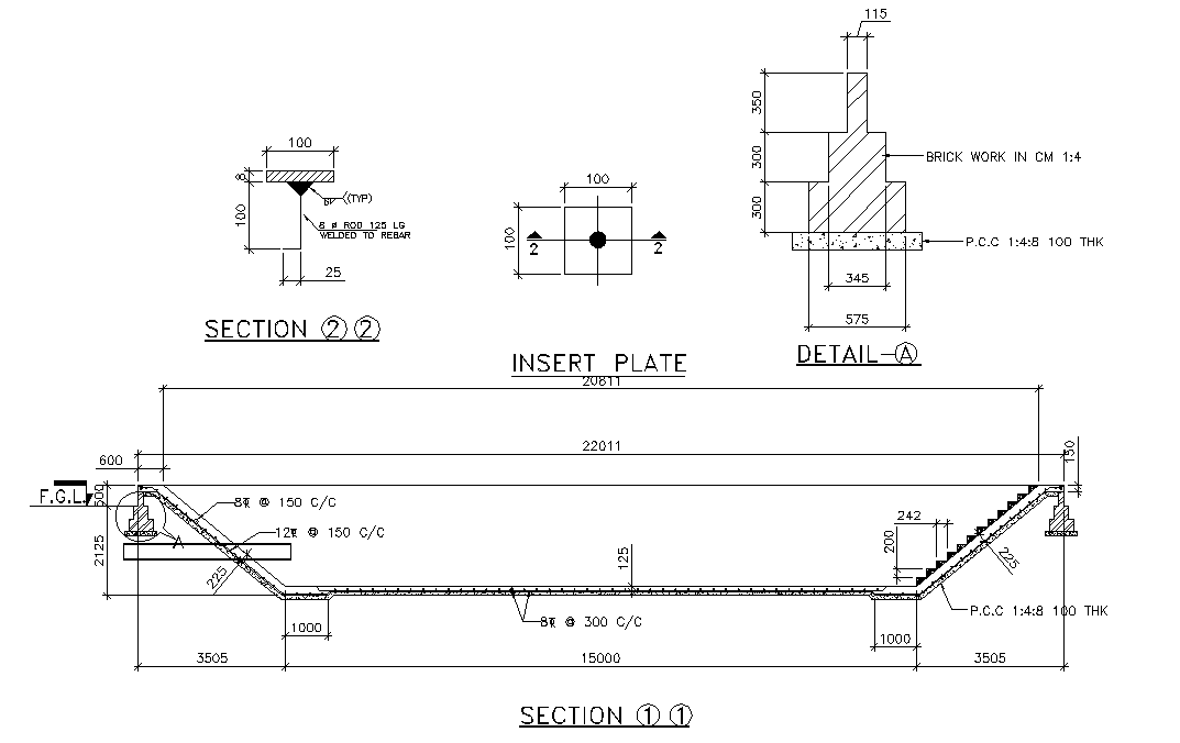 Insert plate and buffer tank plan are given in this 2D Autocad DWG drawing file.Download the 2D AutoCAD file.
