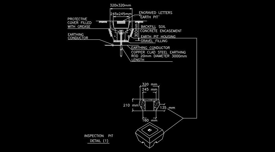 Inspection pit detail drawing is available on this AutoCAD plan
