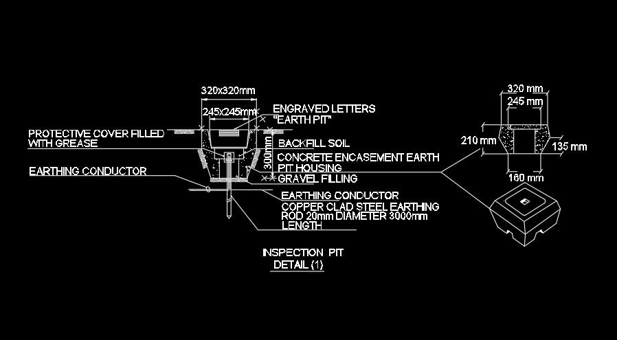 Inspection pit detail drawing is given in this AutoCAD model