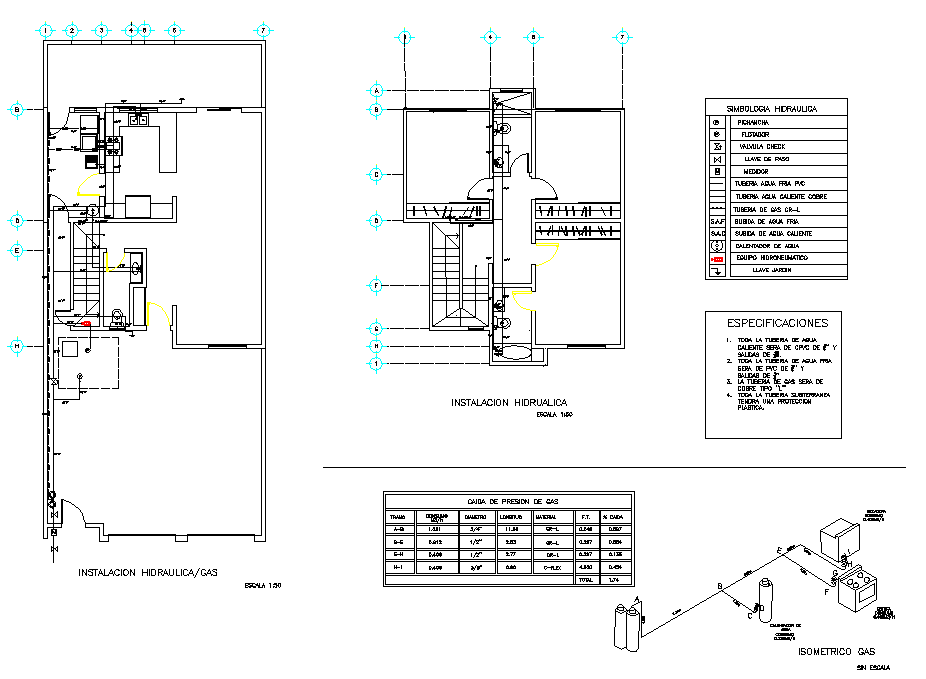 Installation hydraulic house plan autocad file
