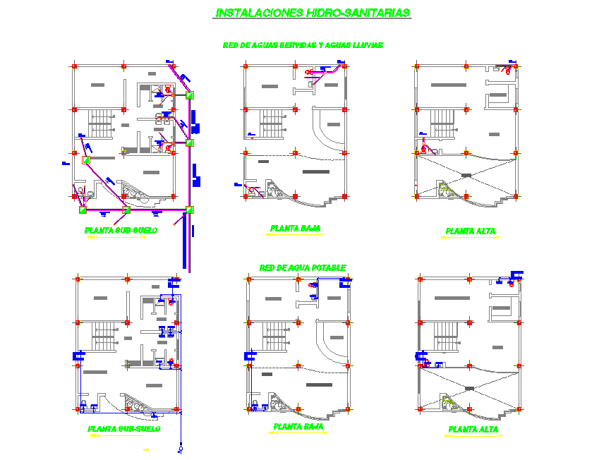 Installation hydro-sanitary plan layout file
