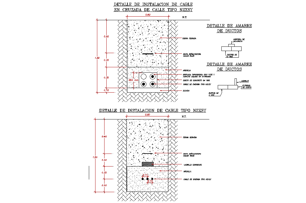 Installation of cable type detail dwg file