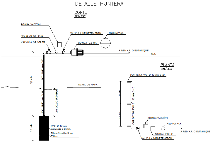 Installation of water extraction in rural zone plan detail dwg file
