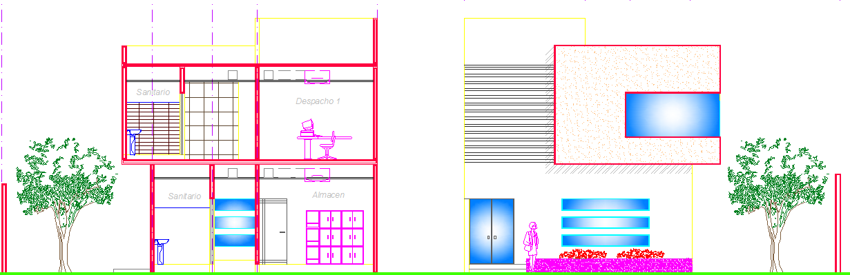 Installation plan of offices dwg file