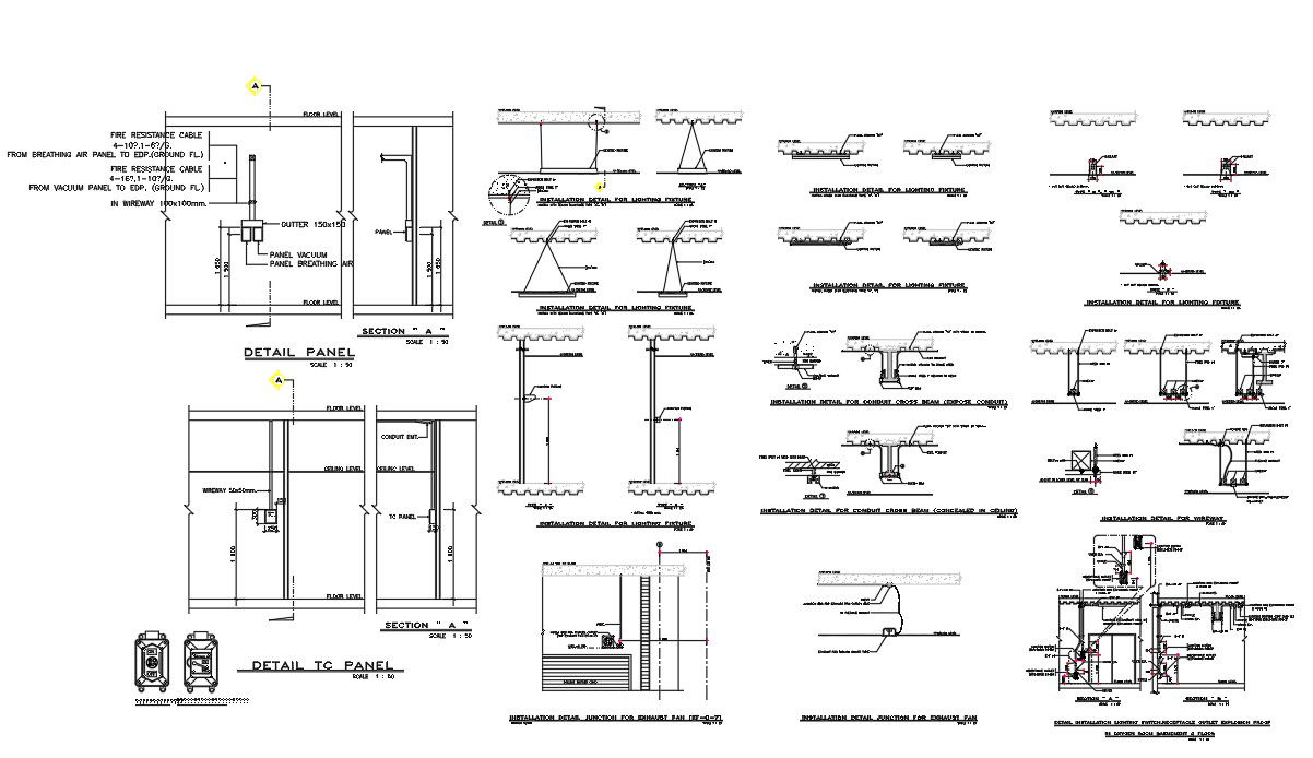 Installation Detail For Lighting Fixture Drawing DWG File