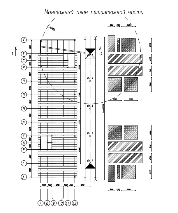 Installation plan of the five story part is given in this Autocad drawing file. Download now.
