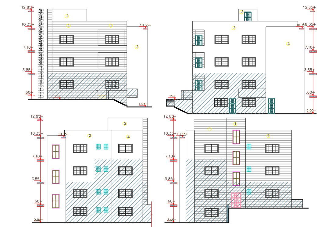 Institute Building Elevation Design DWG File