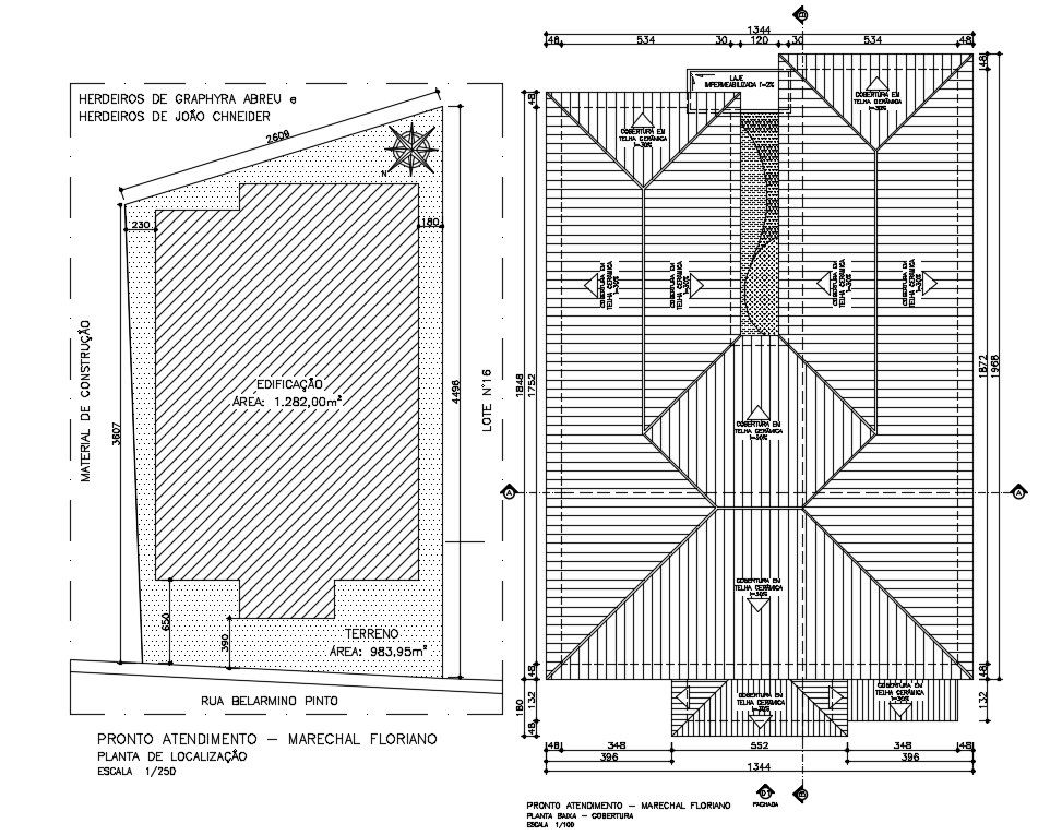 Institute Building Plotting With Roof Plan CAD Drawing DWG File