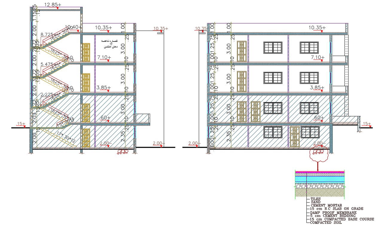 Institute Building Section CAD Drawing DWG File