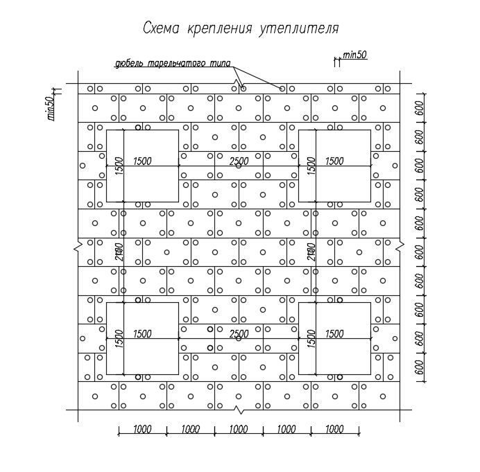 Insulation fixing scheme is given in this Autocad drawing file. Download now.