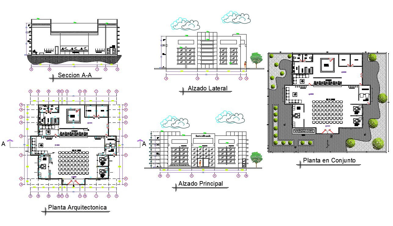 Inter Bank Blueprint With AutoCAD File