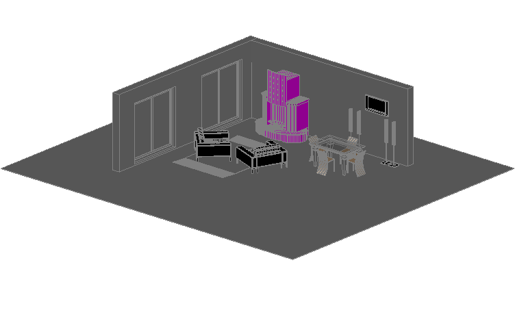 Interior 3d details dwg file