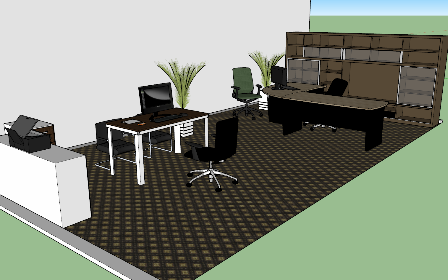 Interior Design of Office with furniture detail