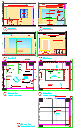 Interior design of manager office room design drawing