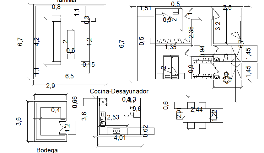 Interior detail with measurements dwg file