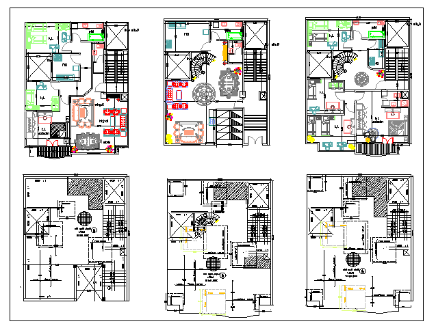 Interior floor plan of a bunglow dwg file